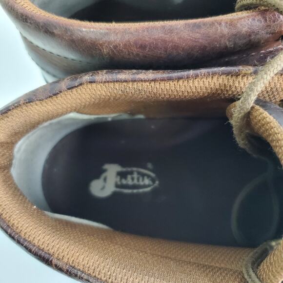 Justin Boots Cappie Chukka Men’s 13M Work Shoes 232 Brown Leather Lace Up - Picture 3 of 8